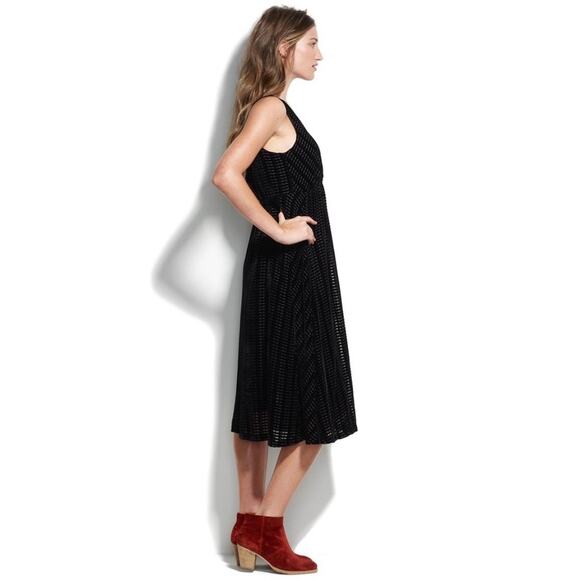 Madewell Broadway & Broome Velvet Midi Dress Black Textured Size 0 Witchy Goth - Picture 2 of 9